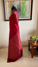 CHARUVI — POCHAMPALLY SILK IN WARM RUST AND IKAT DETAIL