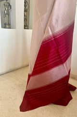VIDYOTTAMA - BEIGE RED KATTAM KANJIVARAM SILK SAREE WITH CHECKS