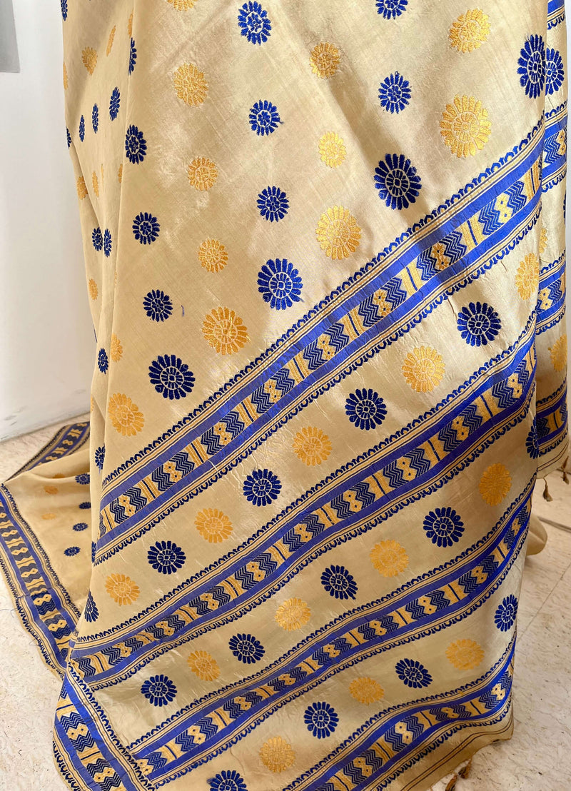 BANHI - ASSAM SILK WITH FLORAL AND CHEVRON MOTIFS