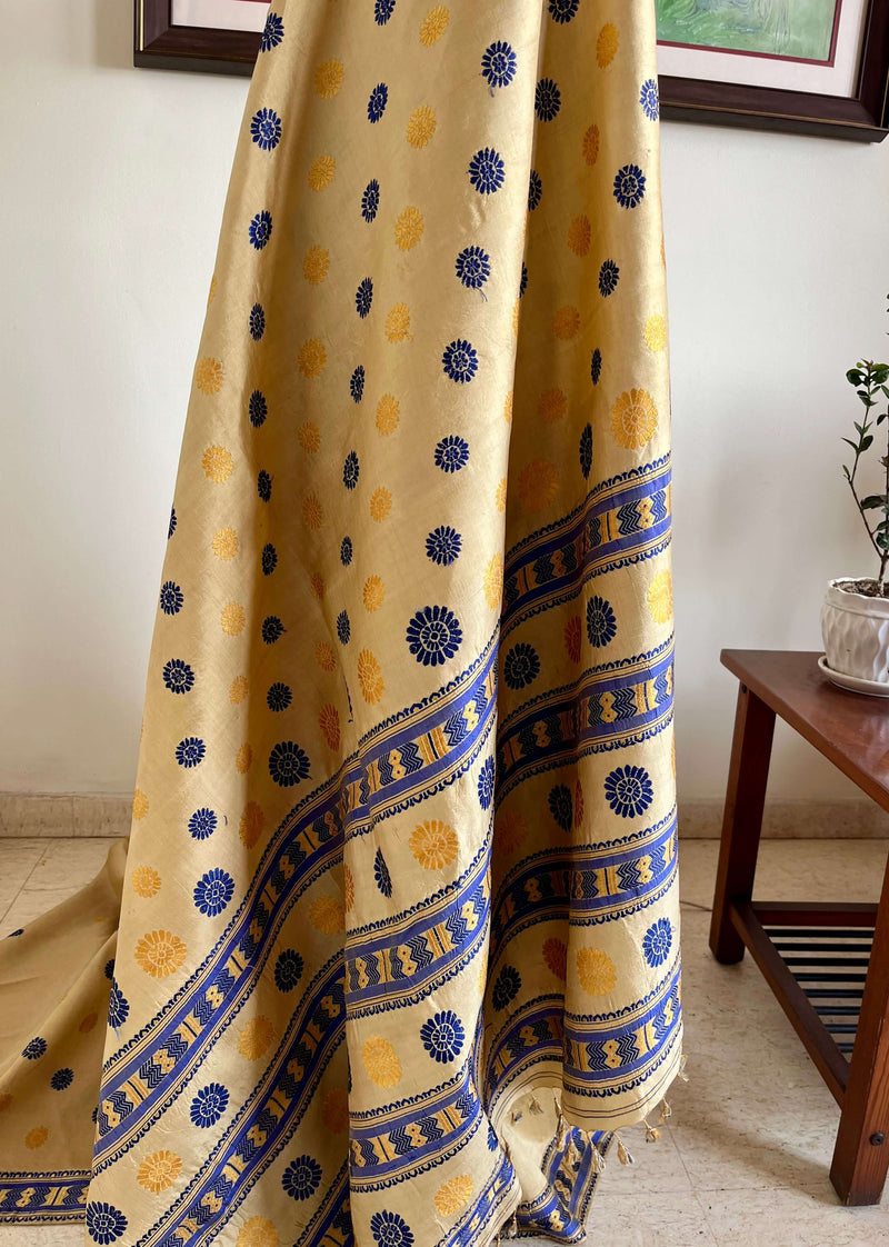 BANHI - ASSAM SILK WITH FLORAL AND CHEVRON MOTIFS