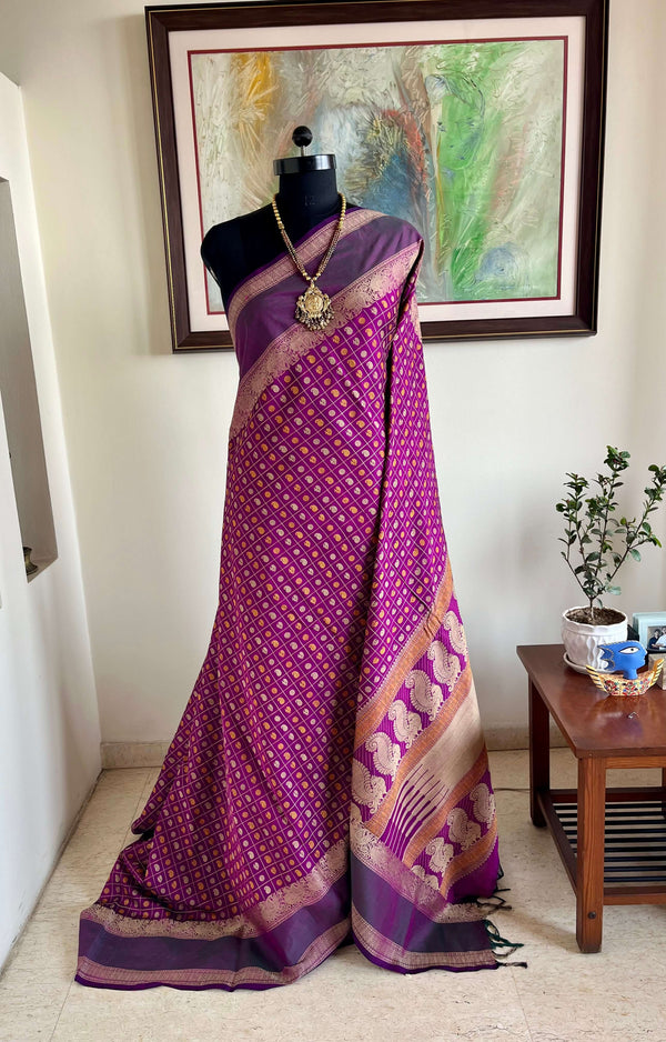 JEEVIKA-HAZAAR BOOTA SILK COTTON KANCHIPURAM IN MAGENTA PURPLE