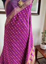 JEEVIKA-HAZAAR BOOTA SILK COTTON KANCHIPURAM IN MAGENTA PURPLE