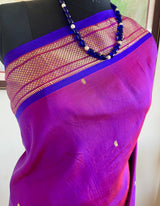RISHVITHA- MAGENTA PURPLE PAITHANI WITH NARALI BORDER AND MOR KUNDA AANCHAL