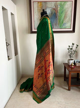 PRANALI - SOOTHING GREEN PAITHANI WITH NARALI BORDER AND AANCHAL