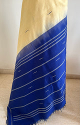 TVESA – CREAM KANJIVARAM WITH NAVY TEMPLE BORDER