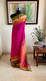PRARTHIKA - MAGENTA UPPADA SILK SAREE WITH SUBTLE LINEAR WEAVE
