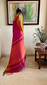 PRARTHIKA - MAGENTA UPPADA SILK SAREE WITH SUBTLE LINEAR WEAVE