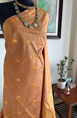 JONMOTI- RUST BROWN ASSAM SILK WITH EXQUISITE ZARI FLORAL MOTIFS