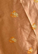 JONMOTI- RUST BROWN ASSAM SILK WITH EXQUISITE ZARI FLORAL MOTIFS