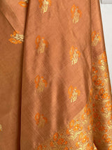 JONMOTI- RUST BROWN ASSAM SILK WITH EXQUISITE ZARI FLORAL MOTIFS