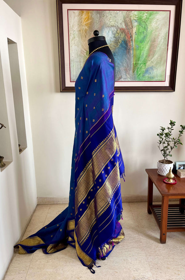 PAAVANA- VINTAGE KORVAI KANJIVARAM SAREE IN PEACOCK COLOR