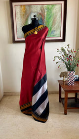 RADHEY - MAROON ILKAL SILK SAREE WITH TOPITENI AANCHAL