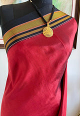 RADHEY - MAROON ILKAL SILK SAREE WITH TOPITENI AANCHAL