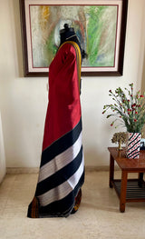 RADHEY - MAROON ILKAL SILK SAREE WITH TOPITENI AANCHAL