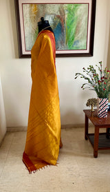 ADYASHREE - MUSTARD KANJIVARAM SILK SAREE WITH ZARI BORDER