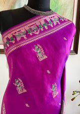 SIMONA - MAGENTA BALUCHARI SARI WITH MYTHOLOGICAL MOTIFS