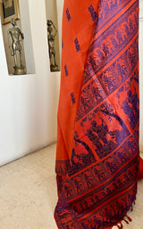 MONJIRA - RUST BALUCHARI SAREE WITH RAMAYANA MOTIFS