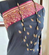 HUMA – BLACK SATIN BANARASI WITH ELABORATE FLORAL THREADWORK