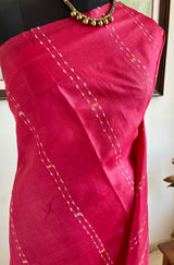 PURVAI - DEEP PINK BHAGALPURI TUSSAR SILK SAREE WITH BOOTIS