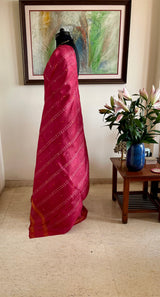 PURVAI - DEEP PINK BHAGALPURI TUSSAR SILK SAREE WITH BOOTIS
