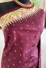 ASHU – CHOCOLATE BROWN POCHAMPALLY SAREE WITH IKAT FLECKS