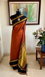 SAMINA - COFFEE BROWN KANJIVARAM SILK SAREE WITH PEACOCK MOTIFS