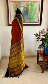 SAMINA - COFFEE BROWN KANJIVARAM SILK SAREE WITH PEACOCK MOTIFS