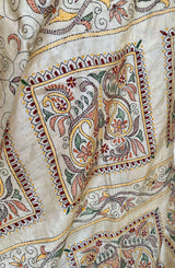 PUTUL- TIMELESS ELEGANCE, BEIGISH CREAM TUSSAR SILK SAREE WITH KANTHA WORK