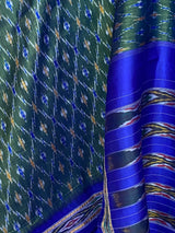 POORVI- ENCHANTING GREEN POCHAMPALLY SILK, STUNNING DIAMOND IKKAT MOTIFS