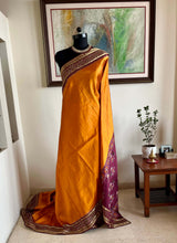 ATHVIKA – MOLTEN GOLD OCHRE POCHAMPALLY WITH MAROON IKKAT BORDER