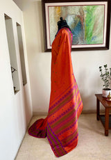 MALAROLI- BURNT ORANGE KANJIVARAM WITH VIBRANT THREADWORK MOTIFS