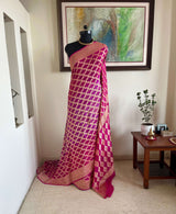 AMRAPALI - EXQUISITE BANARASI GEORGETTE SAREE IN MAGENTA AND MAUVE