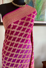 AMRAPALI - EXQUISITE BANARASI GEORGETTE SAREE IN MAGENTA AND MAUVE