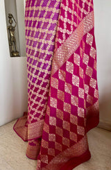 AMRAPALI - EXQUISITE BANARASI GEORGETTE SAREE IN MAGENTA AND MAUVE