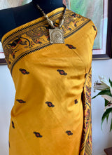 SWARNALI - GOLDEN YELLOW BALUCHARI SILK WITH MYTHOLOGICAL MOTIFS