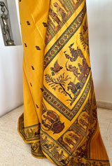 SWARNALI - GOLDEN YELLOW BALUCHARI SILK WITH MYTHOLOGICAL MOTIFS