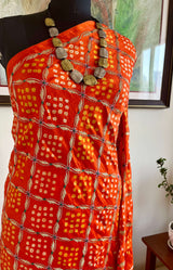 RAJATA - BEAUTIFUL ORANGE GAJJI SILK BANDHANI SAREE WITH EMBROIDERY