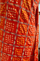 RAJATA - BEAUTIFUL ORANGE GAJJI SILK BANDHANI SAREE WITH EMBROIDERY