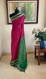 HIMADRIJA - MAGENTA SAMBALPURI SILK SARI WITH FLORAL MOTIFS