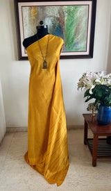 INU - MUSTARD BLACK KATTAM KANJIVARAM WITH STRIPED AANCHAL