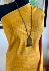 INU - MUSTARD BLACK KATTAM KANJIVARAM WITH STRIPED AANCHAL