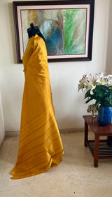 INU - MUSTARD BLACK KATTAM KANJIVARAM WITH STRIPED AANCHAL