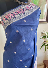 SUNIRA – NAVY BLUE BALUCHARI SILK SAREE WITH WEDDING SCENES
