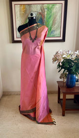 DHIYA - PEACH PINK SHOT KANJIVARAM GREEN BORDER