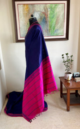 SAMPOORNA – BLUE KORVAI KANJIVARAM WITH RUDRAKSHA AND TEMPLE BORDERS