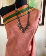 AKSHAYA - BROWNISH PEACH KANJIVARAM WITH CHECKS AND TACKS