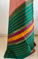 AKSHAYA - BROWNISH PEACH KANJIVARAM WITH CHECKS AND TACKS