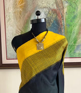 LIMI – BLACK KANJIVARAM SILK SAREE WITH GOLDEN GREEN AANCHAL