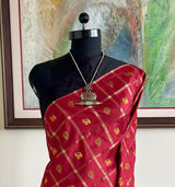 PANKTI – RED AND GOLD GHARCHOLA SAREE WITH ELEPHANT MOTIFS