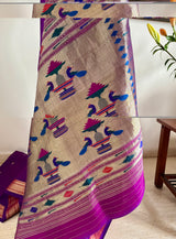 RATI - MAGENTA PAITHANI WITH MOR KUNDA AANCHAL AND NARALI BORDER